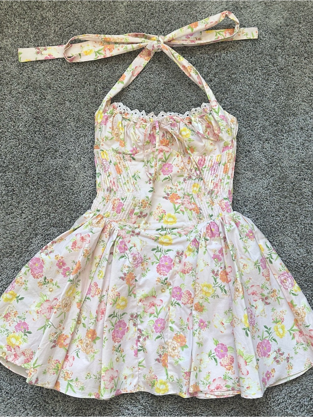 House of CB Pink Floral Halter Mini Dress